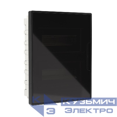 Щиток встраиваемый Фрейм (FRAME) ЩРв-п-24 24мод. с тонированной дверцей с 4 шинами PEN (2шт на 8 отверст. и 2шт на 6 отверст.) черн. DKC F24B1BD