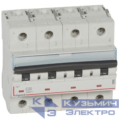 Выключатель автоматический модульный 2п B 20А DX3 6мод. 1000В DC Leg 414449