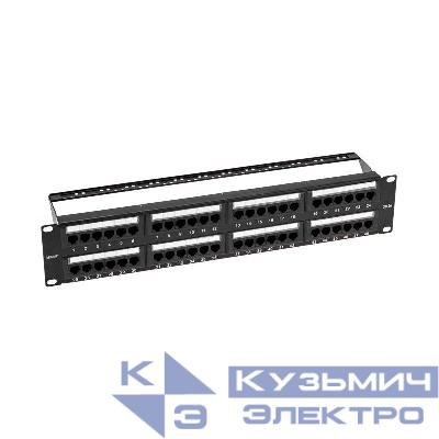 Панель коммутационная с кабельными органайзерами 19дюйм 2U 48 портов U/UTP RJ-45 CAT 5e PRO Rexant 02-0032