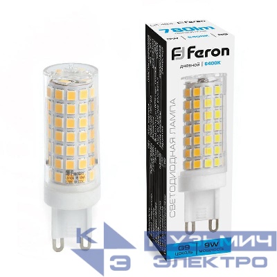 Лампа светодиодная LB-434 9Вт JCD 6400К G9 230В FERON 38148
