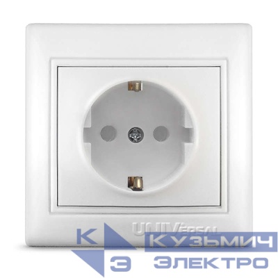 Розетка 1-м СП Севиль 16А IP32 с заземл. защ. шторки бел. UNIVersal С0049