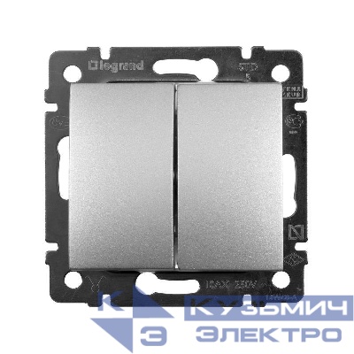 Выключатель 2-кл. СП Valena 10А IP31 250В механизм алюм. Leg 770105