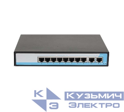 Коммутатор неуправляемый 8PoE(802.3af) порта 10/100Мбит/с до 250м кат.6 2 Upl 150W NIKOMAX GL-SW-F005-08P