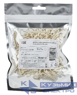 Дюбель-хомут 6х12мм для плоского кабеля нейлон бел. (уп.100шт) IEK UDH14-06-12-100-K01