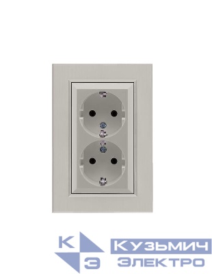 Розетка 2-я Karea LINE STAR с заземл. жемчуж. Makel 86100082