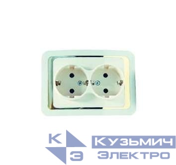 Розетка 2-м СП Mimoza 10А IP20 с заземл. крем./зол. Makel 12682