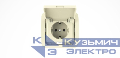 Розетка 1-м СП Mimoza 10А с заземл. с крышкой без вставки керамика крем. Makel 32009