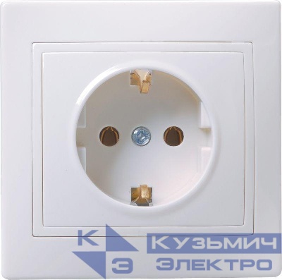 Розетка 1-м СП Кварта РС10-3-КБ 16А IP20 с заземл. без защ. шторок бел. GENERICA ERK14-K01-16-DM