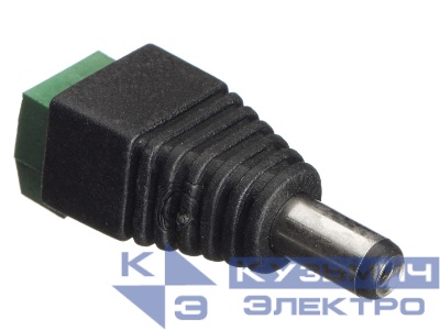 Штекер питания DC 5,5/2,1, длина 11мм, с резьбовым креплением, черный, NETKO Optima