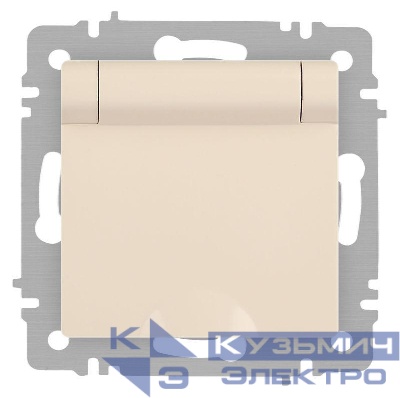 Розетка 1-м СП Accent 6-203-02 16А IP20 250В 2P+E Schuko с крышкой сл.кость Intro Б0063716