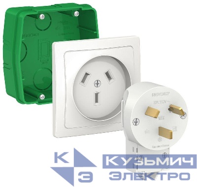 Комплект силовой СП Blanca 32А 250В (монтажная коробка + розетка + вилка) бел. SE BLNSK013231