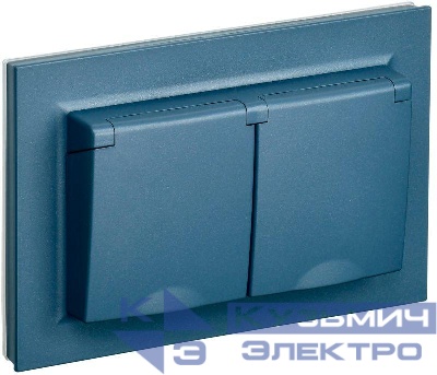 Розетка 2-м СП BRITE РСбш12-3-44-БрМ 16А IP44 в сборе с заземл. защ. шторки с крышкой маренго IEK BR-R26-16-44-K35-F