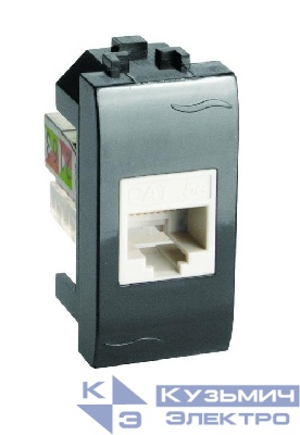 Розетка компьютерная 1-м СП 1мод. Brava RJ45 кат.5E черн. DKC 77654N
