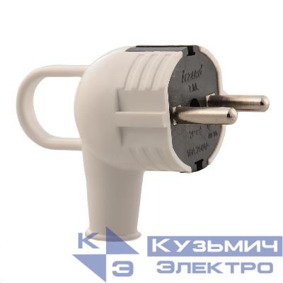 Вилка угловая Accessories с заземл. с ручкой бел./черн. LEZARD 715-0203-602