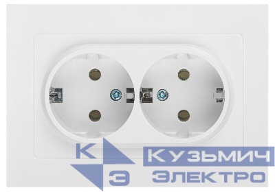 Розетка 2-м СП Accent 6-205-01 16А IP20 250В 2P+E Schuko AL/CU бел. Intro Б0063485