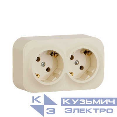 Розетка 2-м ОП Quteo 16А IP20 250В 2х2P+E с заземл. без защ. шторок сл. кость IEK 782263