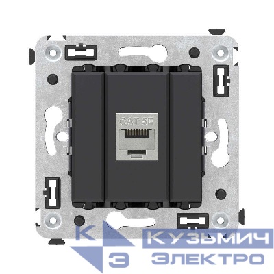 Розетка компьютерная 1-м СП Avanti "Черный матовый" RJ45 кат.5E без шторок экранир. механизм DKC 4412763