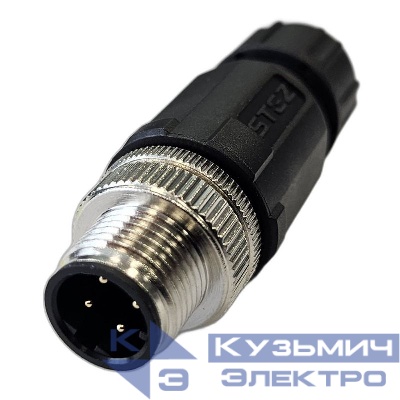 Разъем М12 4D штыревой пайка пластик. прямой резьба PG7 каб. часть СЦМ120022-04D СТЭЗ 185200168