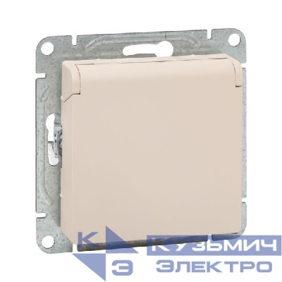 Розетка СП Эпика 16А IP44 с заземл. защ. шторки с крышкой механизм крем. EKF UP1-SOI-111-44