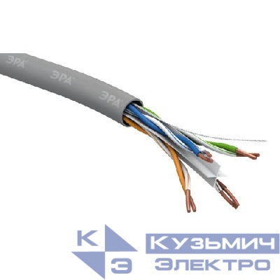 Кабель витая пара U/UTP кат.6 4х2х23 AWG CU PVC (уп.305) Эра Б0053023