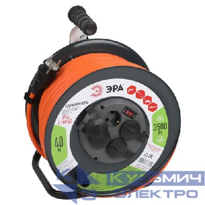 Удлинитель на катушке 4х40м с заземл. с выключателем RMx-4es-3x2.5-40m-IP44 ПВС Эра Б0052921