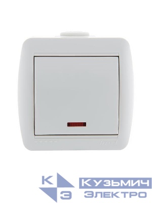 Выключатель 1-кл. ОП Nata 10А IP20 с подсветкой бел. LEZARD 710-0200-111