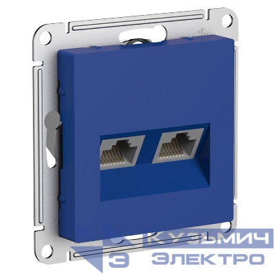 Розетка компьютерная 2-м AtlasDesign RJ45+RJ45 кат.5E механизм аквамарин SE ATN001185