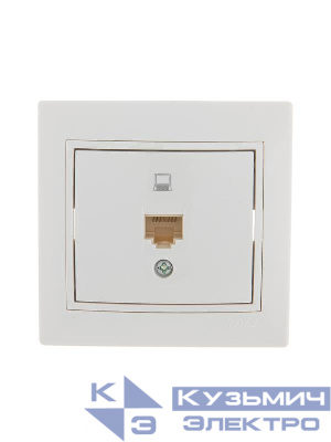 Розетка компьютерная 1-м СП Mira RJ45 бел./бел. LEZARD 701-0202-139