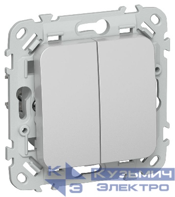 Выключатель проходной 2-кл. СП FLITE ВС62-1-0-ФлА 10А механизм алюм. IEK FI-V22-0-10-1-K47