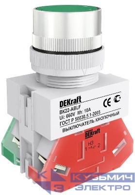 Выключатель кнопочный ABLF ВК-22 d22мм 220В зел. DEKraft 25013DEK