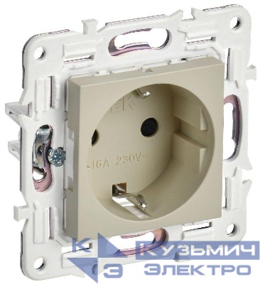 Розетка SKANDY 16А с заземл. защ. шторки SK-R04B беж. IEK SK-R14-16-K10