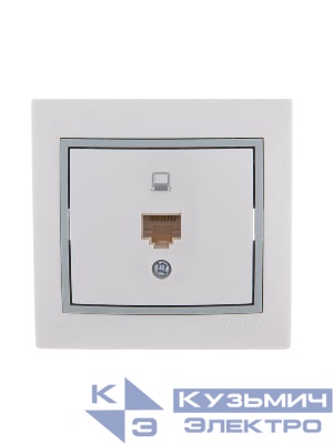 Розетка компьютерная 1-м СП Mira RJ45 бел./сер. LEZARD 701-0215-139