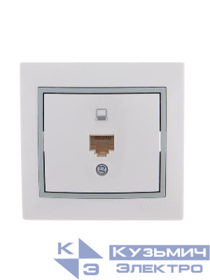 Розетка компьютерная 1-м СП Mira RJ45 бел./сер. LEZARD 701-0215-139