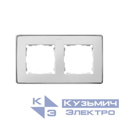 Рамка 2-м Simon82 Detail бел.; основание хром Simon 8201620-244