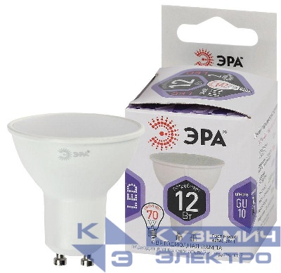 Лампа светодиодная LED MR16-12W-860-GU10 MR16 12Вт софит GU10 холод. бел. ЭРА Б0049076