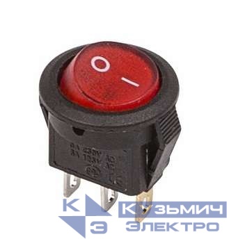 Выключатель клавишный круглый 250А 3А (3с) ON-OFF красн. с подсветкой Micro (RWB-106 SC-214) REXANT 36-2530