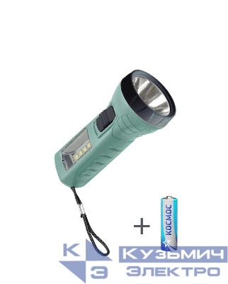Фонарь ручной 0.5Вт LED+4SMD(1Вт) 1xAA (R6) корпус ABS-пластик ремешок ручной КОСМОС KOC123B