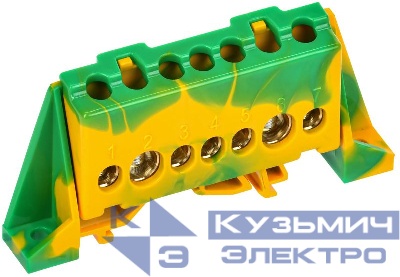 Шина PE "земля" в комб. изол. "Стойка" 8х12-7-ЖЗ TEKFOR IEK TF-NN20-07-DP-K52