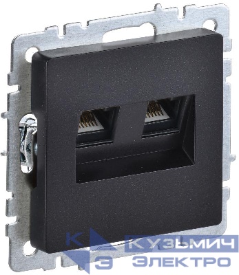 Розетка компьютерная двойн. СП RJ45 кат.6 BRITE РК11-2-БрЧ механизм черн. IEK BR-K20-2-K02