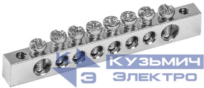 Шина PEN "земля-ноль" 6х9мм 8/2 Ni (8групп/крепеж по краям) IEK YNN11-08-100-N