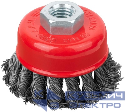 Корщетка-чашка гайка М14 стальная витая проволока 65мм FIT 39466