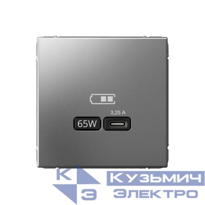 Розетка USB ArtGallery тип C 65Вт QC PD высокоскор. ЗУ механизм сталь SE GAL000927