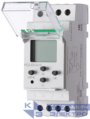Реле времени PCZ-531A10 6А 85-265В AC/DC 1NO IP20 1-10В/30мА 2мод. 1 канал аналог. выход; программирован. изменения уровня яркости; недел. цикл; установка на DIN-рейку F&F EA02.002.015