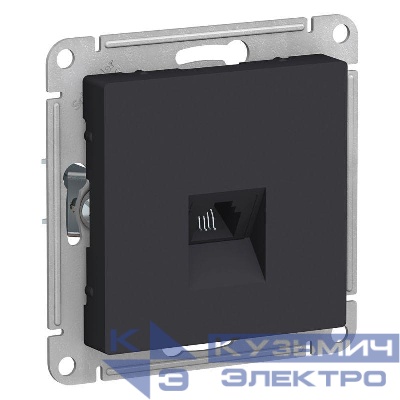 Розетка телефонная 1-м СП AtlasDesign RJ11 механизм карбон SE ATN001081