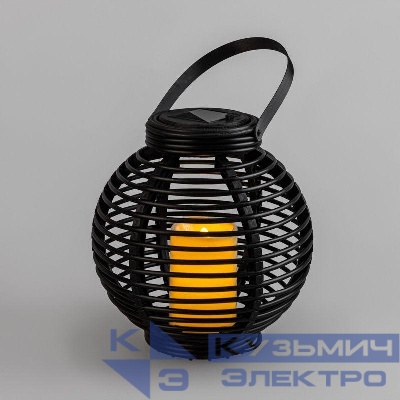 Фонарь декоративный 20х20х22см тепл. бел. корпус плетеный черн. на солнечной батарее Neon-Night 501-143