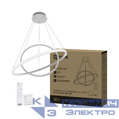 Светильник светодиодный ESTETIKA RING-95RC-2WH 95Вт 3000-6500К 230В 600/400 1.2м трос пульт ДУ бел. IN HOME 4690612062495