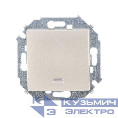 Механизм кнопки клавишной 1-м с подсвет. 16А 250В Simon15 винтовой зажим шампань 1591160-034