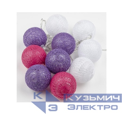 Гирлянда LED "Клубки" ULD-S0200-010/STB/2AA WHITE IP20 TANGLES на батарейках 2AA (не в/к) 2м 10 диодов бел. свет Uniel UL-00007341