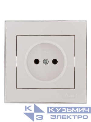 Розетка 1-м СП Rain 16А IP20 без заземл. с хром. боковой вставкой керамика бел. LEZARD 703-0225-121