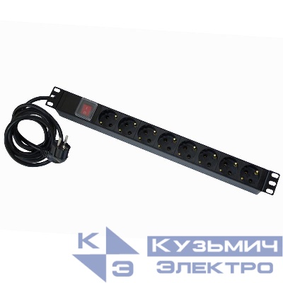 Блок распределения питания 19дюйм 16А/250В 8 розеток (Schuko) SUPRLAN 05-0419